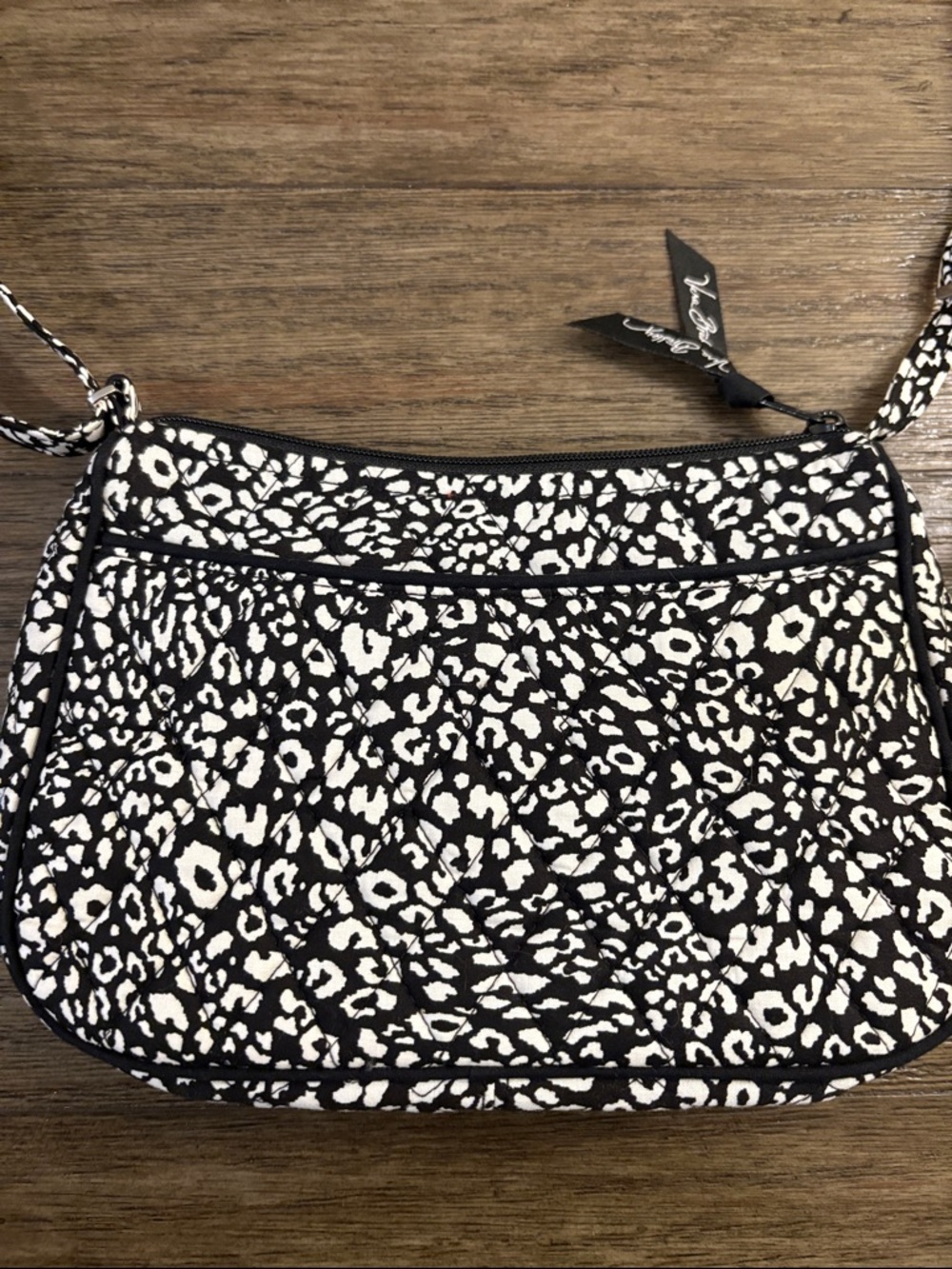 EUC [Vera Bradley] Little Crossbody in Black/White Camocat Shoulder Purse Bag - Picture 6 of 11